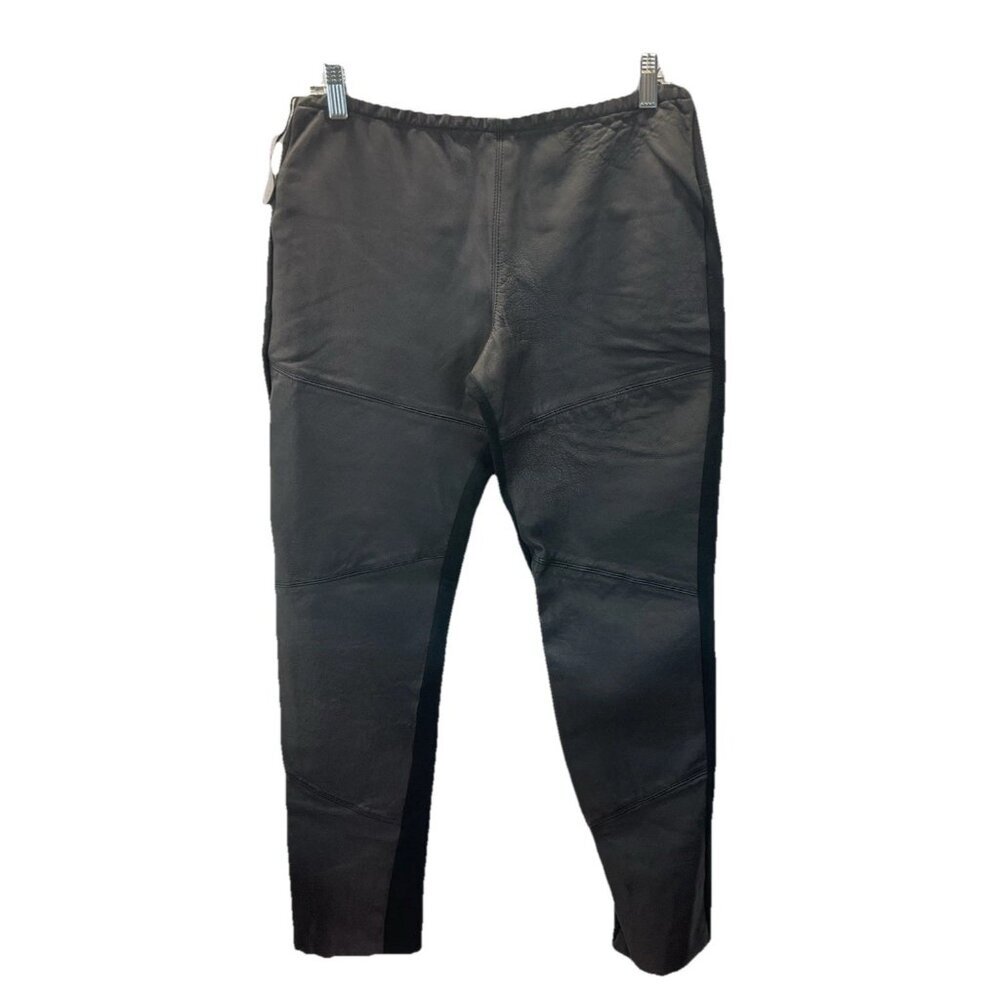 Ivan Grundahl Womens Black vegan leather front pants leggings Size 42 Moto‎